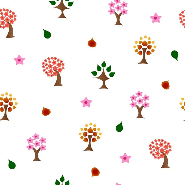 Kusursuz ağaç yaprağı deseni düz bir şekilde. Vektör illüstrasyonu.