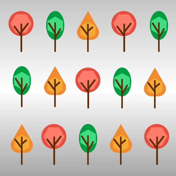 Abstract Geometric Colored Tree Icons Pattern Vector Illustration Flat Design — Stok fotoğraf