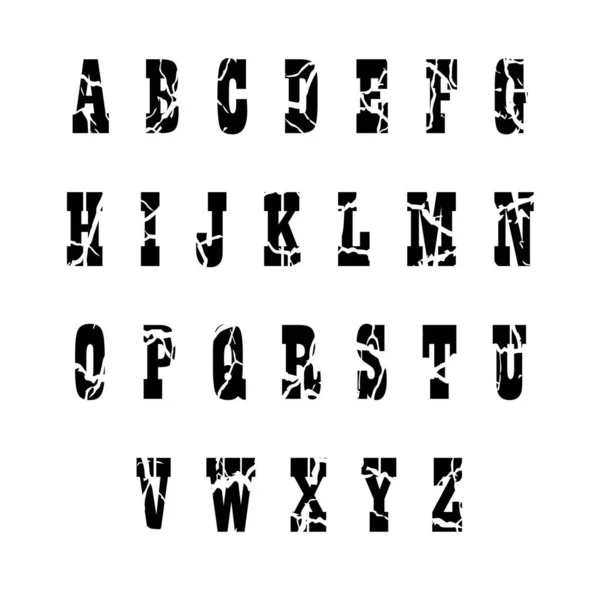 Serif Font Retro Style Black Alfabet Shabby Texture White Background — Foto de Stock