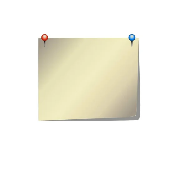 Kırmızı ve mavi raptiyeli gerçekçi boş kağıt notlar. Beyaz arkaplanda not etiketi.