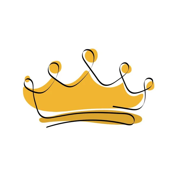 Bir satırda altın taç çizimi. Beyaz arkaplanda izole edilmiş kral simgesi. Kraliyet, lüks, VIP işareti. Vektör illüstrasyonu.