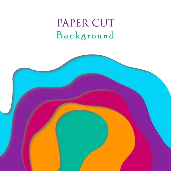 Eğri kağıtlı soyut renkli arkaplan. Kağıt kesme sanatı. İş sunumları, el ilanları, posterler ve davetiyeler için tasarım. Vektör illüstrasyonu.
