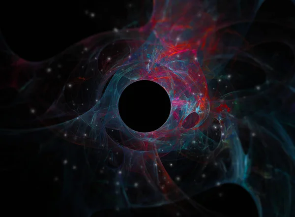 Квантовая Научно Фантастическая Концепция Атомного Дизайна Черном Фоне Плавают Звезды — стоковое фото