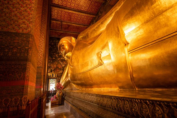 Golden Reclining Buddha Statue Wat Pho Wat Phra Chettuphon Wimon — Stock Photo, Image
