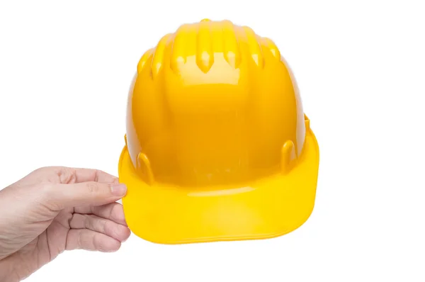 Yellow hard hat isolated on white — Stock Photo, Image