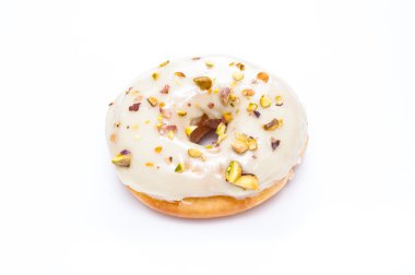Beyaz arka planda izole edilmiş lezzetli donut.