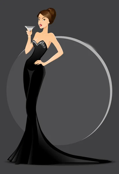 Woman with cocktail — Stock Vector