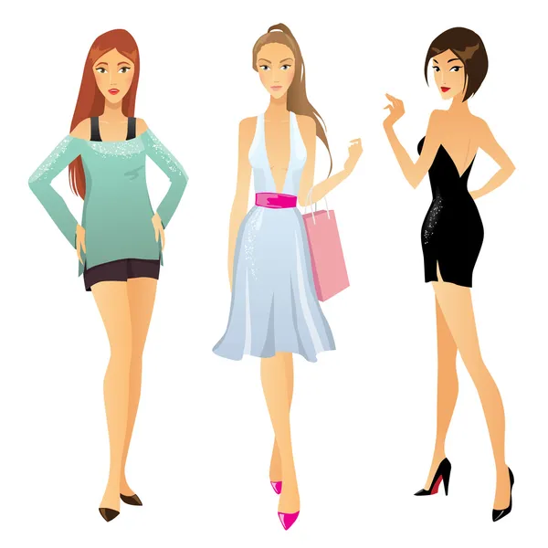 Mode flickor på stor försäljning — Stock vektor