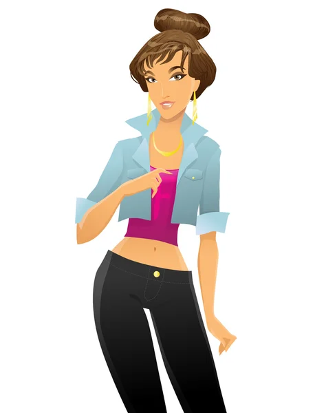 Hipster girl in fashionable clothes — Stock Vector