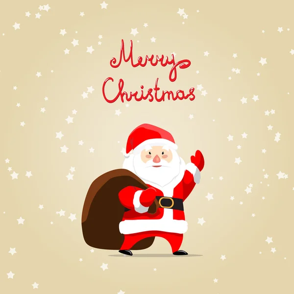 Merry Christmas card dengan santa claus dan tas Stok Ilustrasi Bebas Royalti