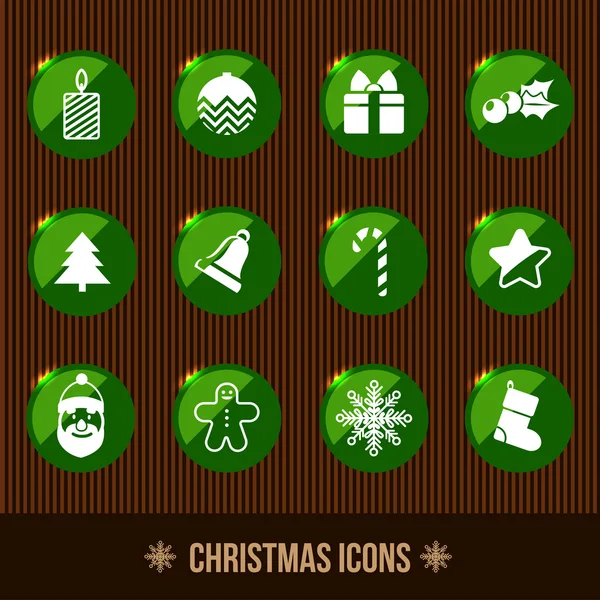 Iconos de Navidad verde — Archivo Imágenes Vectoriales