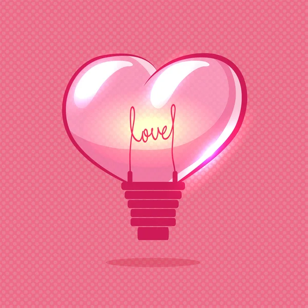 Vector heart bulb on valentines day — Stock Vector