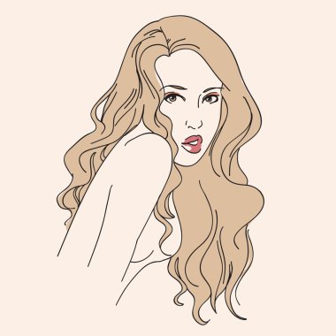 vektör çizim güzel kadın el çekilmiş