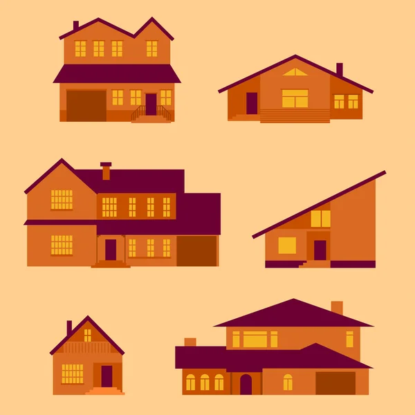 Vektor uppsättning platt hus ikonen — Stock vektor