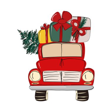 Yeni Yıl Posteri Araba ve preset, Mutlu Noeller, Xmas, Nesneler, Kutlamalar, Kutlamalar