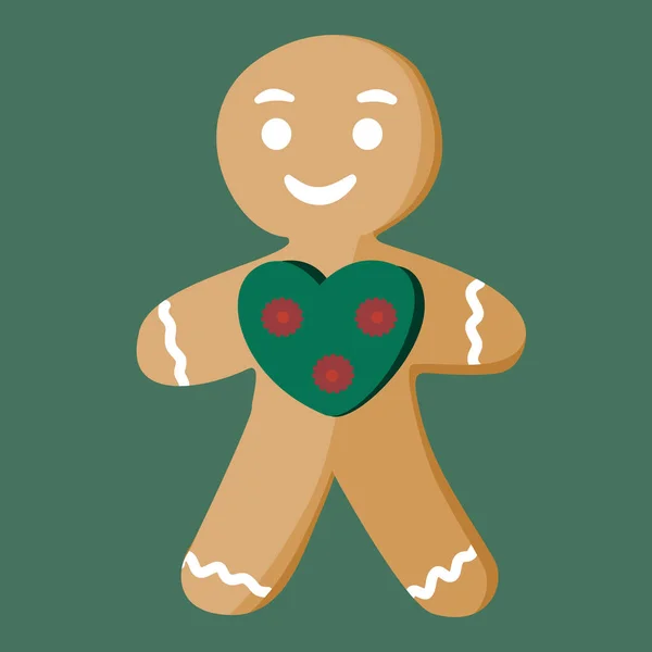 Biscoito Gengibre Caseiro Forma Gingerman Forma Gingerbread Natal Ilustração Vetorial —  Vetores de Stock