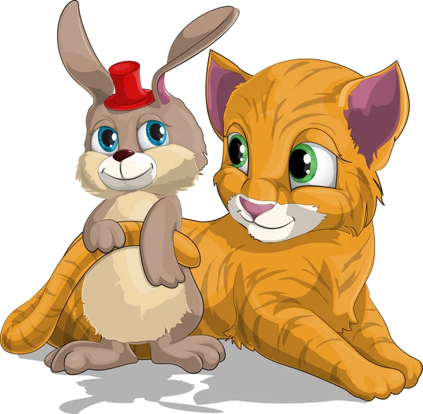 Hare och kitty — Stock vektor