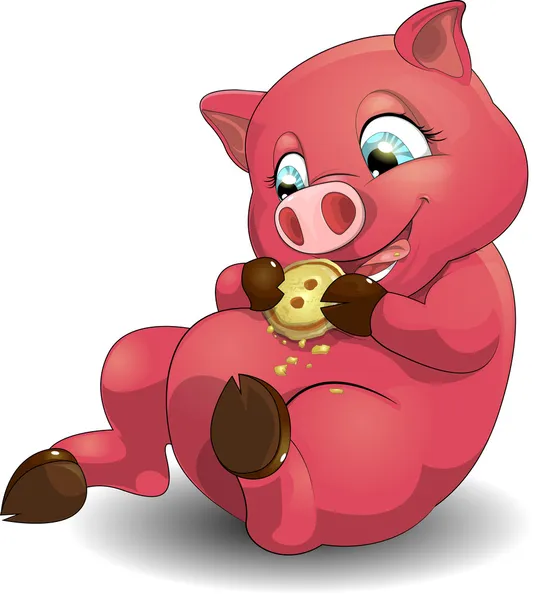 猪和饼干 — 图库矢量图片