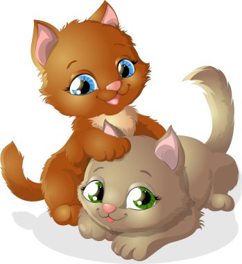 İki kedi.