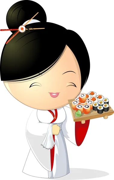 Sushi girl — Stock Vector
