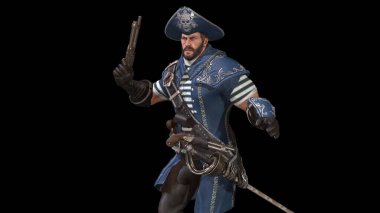 Korsan Adam 3D illüstrasyon 3D canlandırmasıName