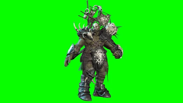 Riesiges Ork-Monster mit einem Knüppel-3D-Modell — Stockfoto