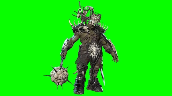 Riesiges Ork-Monster mit einem Knüppel-3D-Modell — Stockfoto