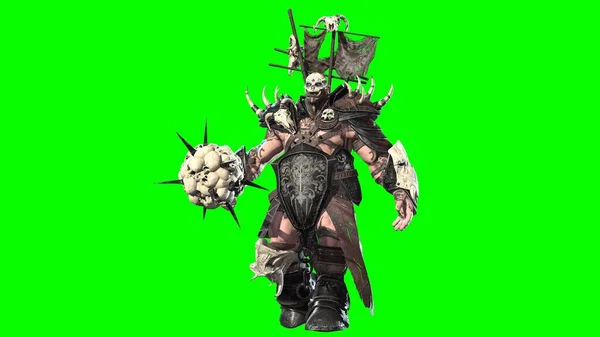 Riesiges Ork-Monster mit einem Knüppel-3D-Modell — Stockfoto