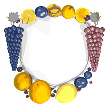 El yapımı meyve ve böğürtlen reklamı çerçevesi. Vektör illüstrasyonu