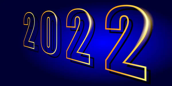 2022 Рік Золоті Номери Чорно Синьому Тлі Векторні Ілюстрації Eps — стоковий вектор