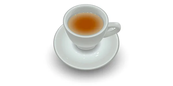Белая Чашка Чаем Белая Чашка Белой Тарелке Векторная Иллюстрация — стоковый вектор