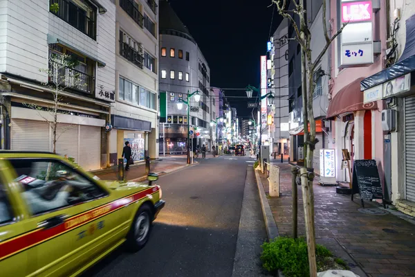 Žluté taxi auto v Tokiu — Stock fotografie