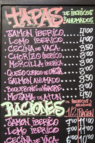 tapas, raciones, menü