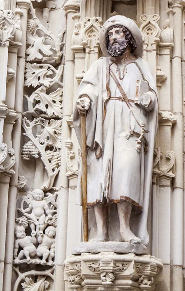 St. James Statua e architettura dettagli a Santiago Cathedra — Foto Stock