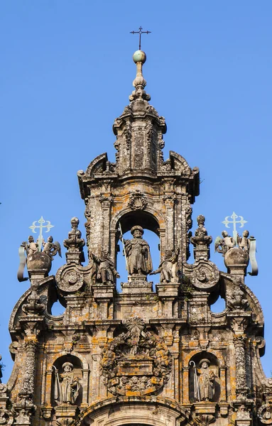 Romanic facade of the catherdal at Santiago de Compostela — Stock Photo, Image