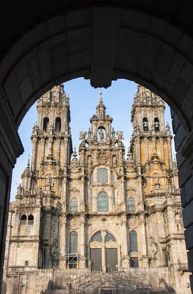 Fachada románica del catherdal en Santiago de Compostela —  Fotos de Stock