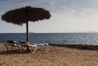 boş şezlong içinde playa blanca