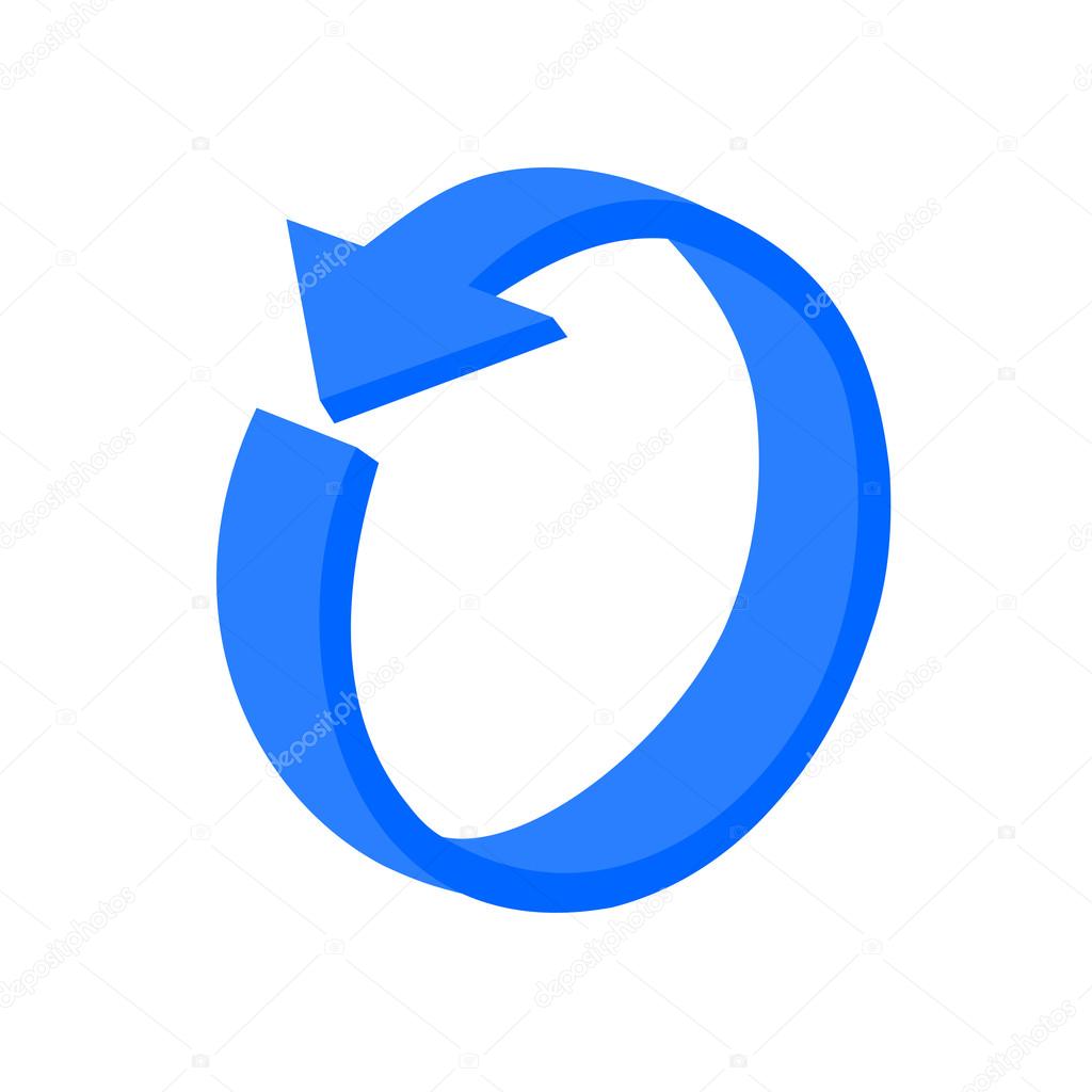 3d circular blue arrow or recycling