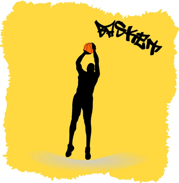 Ilustração de um jogador de basquete com bola — Vetor de Stock