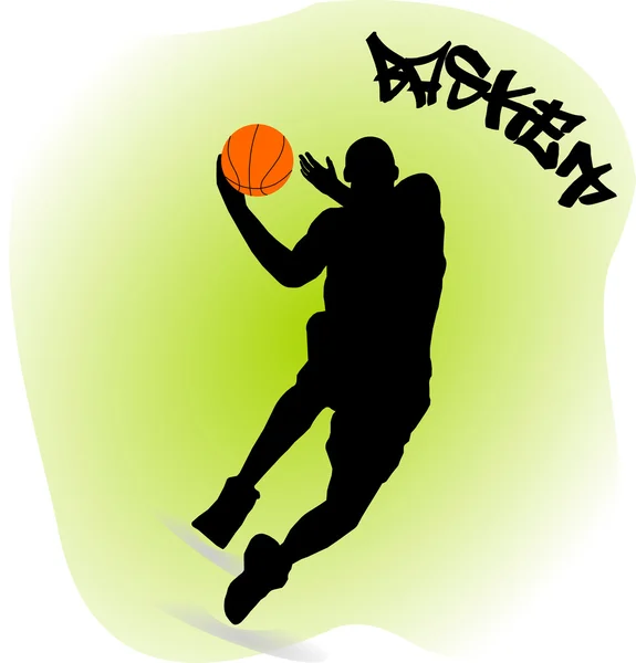 Illustration of a basketball player with ball — Stock Vector