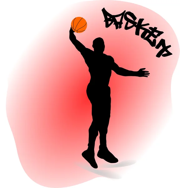 Иллюстрация баскетболиста с мячом — стоковый вектор