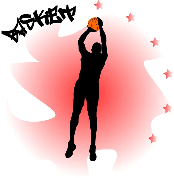 Ilustracja Koszykówka gracza z piłką — Wektor stockowy