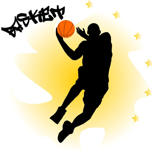 Illustration eines Basketballspielers mit Ball — Stockvektor