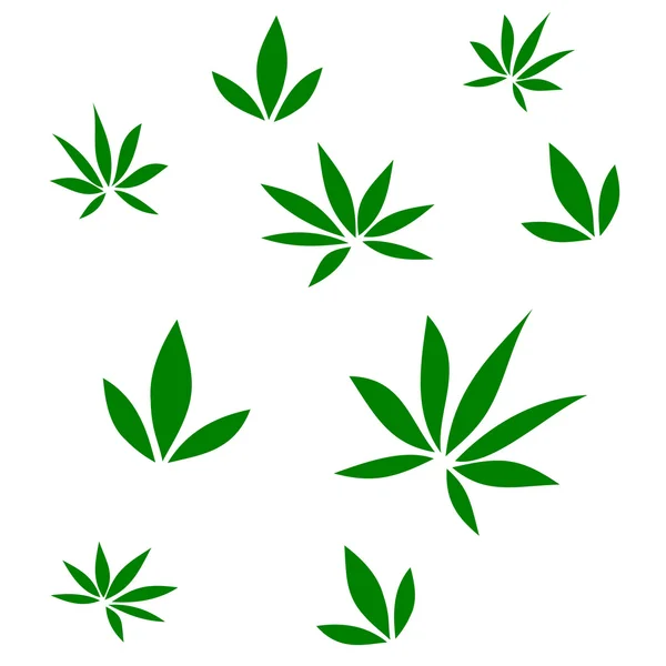 Set di giglio verde o cannabis — Vettoriale Stock