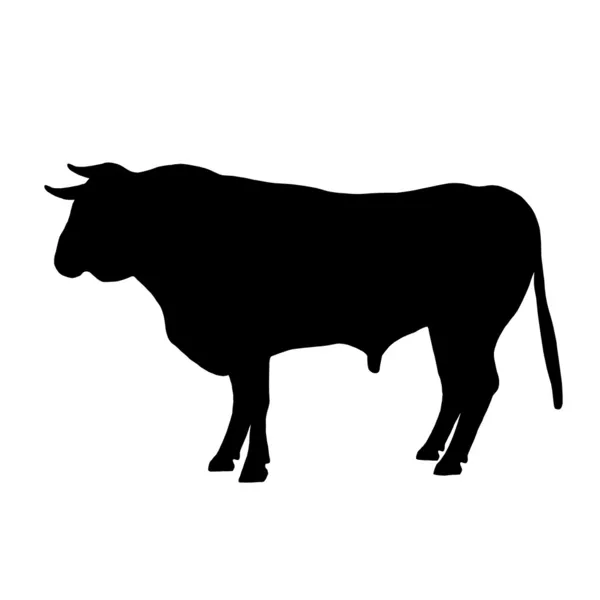 Un toro negro descansando — Vector de stock