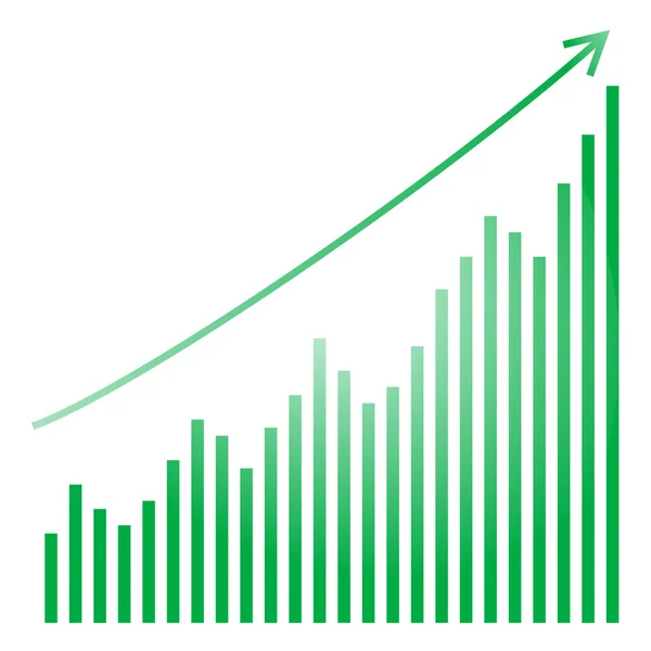 Green bar graph and bright — Stock Vector