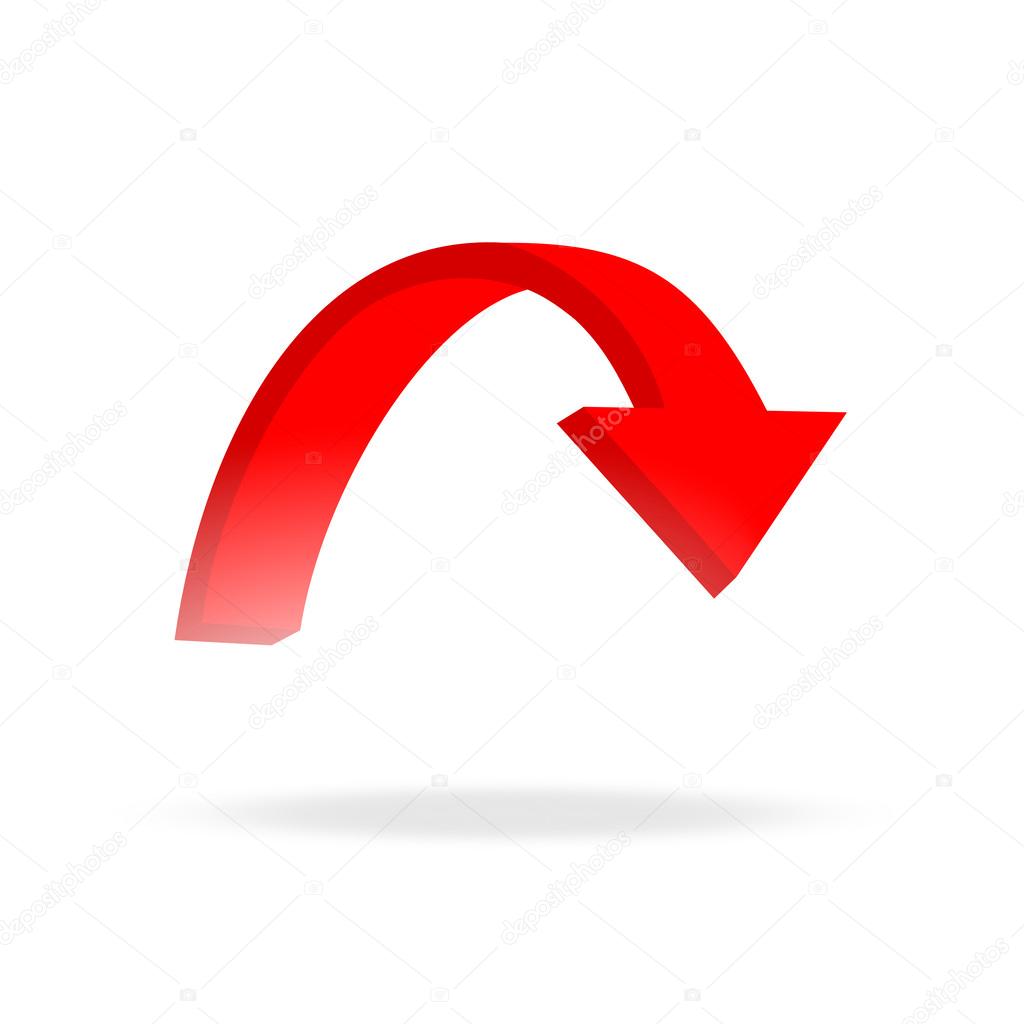 3d circular red arrow and bright