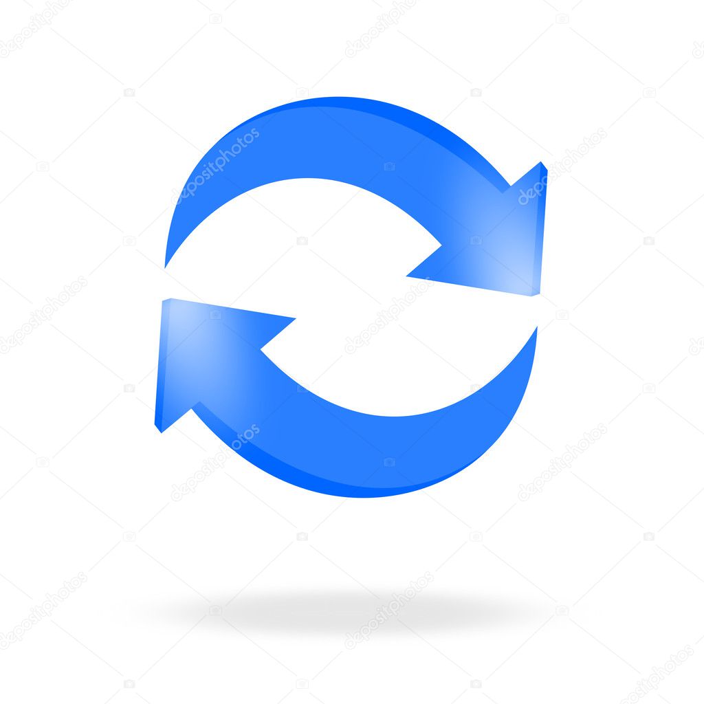 3d blue arrow recycling and bright