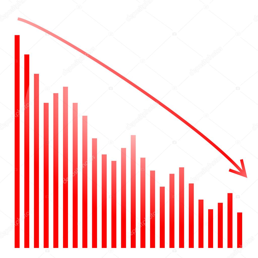 Red bar graph and bright