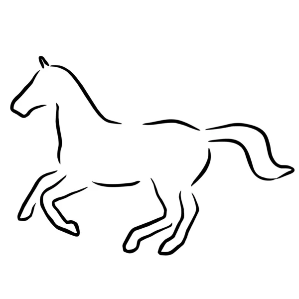 Paard zwarte lijn — Stockvector